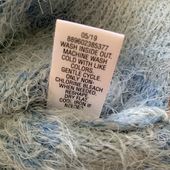 NWT•Candie's Cozy & Soft Mock Neck Pullover Crop Sweater in Blue Stripe-Size L - Picture 7 of 10